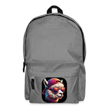 Alpaga avec lunettes de soleil et casquette - Sac à dos - gris éléphant - Devant