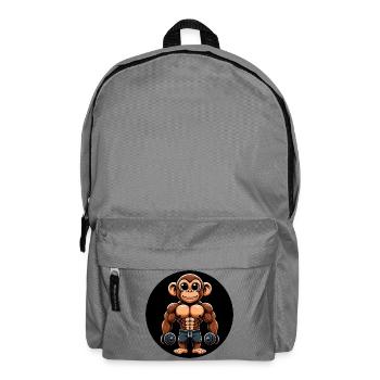 Affe Chimpanse Bodybuilder Training - Rucksack - Mittelgrau - Vorne