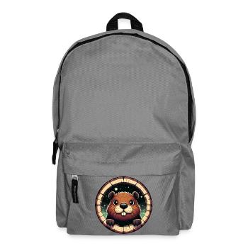 Beaver peeks through wood - Backpack - elephant grey - Front