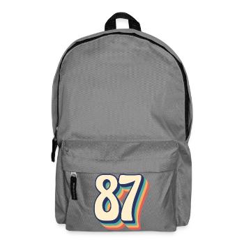Vintage Retro T-Shirt Nummer 87 Eighty Seven - Rucksack - Mittelgrau - Vorne