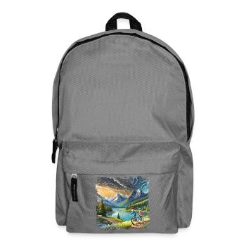 Kinder auf Fahrrädern in Berglandschaft - Rucksack - Mittelgrau - Vorne