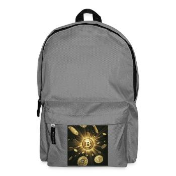 Golden Bitcoin Explosion on Dark - Backpack - elephant grey - Front