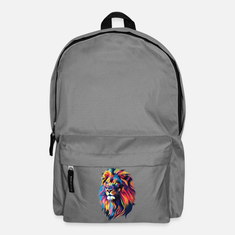 Bunte Löwen-Illustration - Rucksack - Mittelgrau