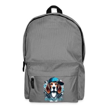 Beagle Gangsta Was geht ab? Hund Geschenk - Rucksack - Mittelgrau - Vorne