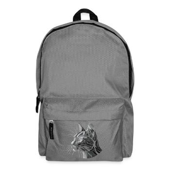 Black and white cat head, geometric art, polygons - Backpack - elephant grey - Front