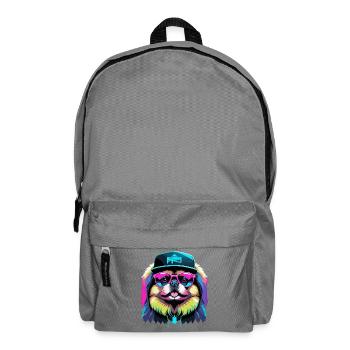 Pekingese Cyber Gangster Lion Dog Gift - Backpack - elephant grey - Front