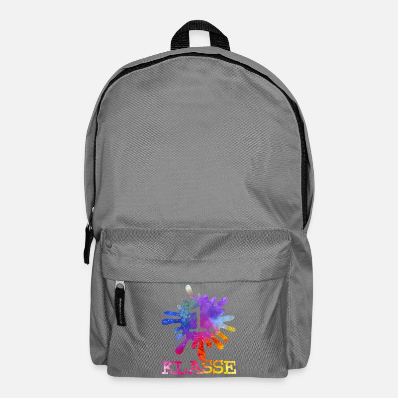 Bunter Farbklecks Lila blau rot gelb - 1. Klasse - Rucksack - Mittelgrau