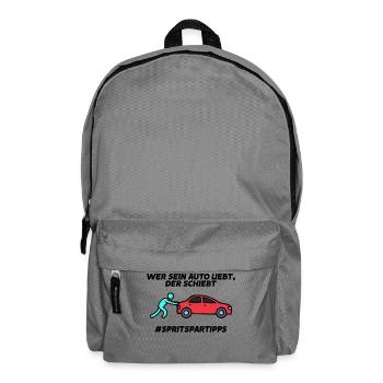 Tanken Statement Auto Energiespeicher Tankstelle - Rucksack - Mittelgrau - Vorne
