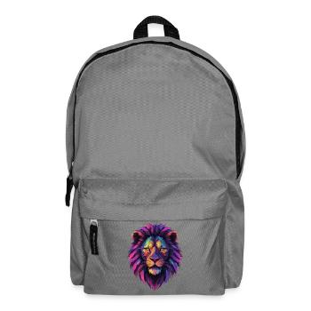Löwe Löwenkopf geometrisch Geometrie bunt Geschenk - Rucksack - Mittelgrau - Vorne