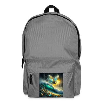Mythical butterfly on luminescent wave - Backpack - elephant grey - Front