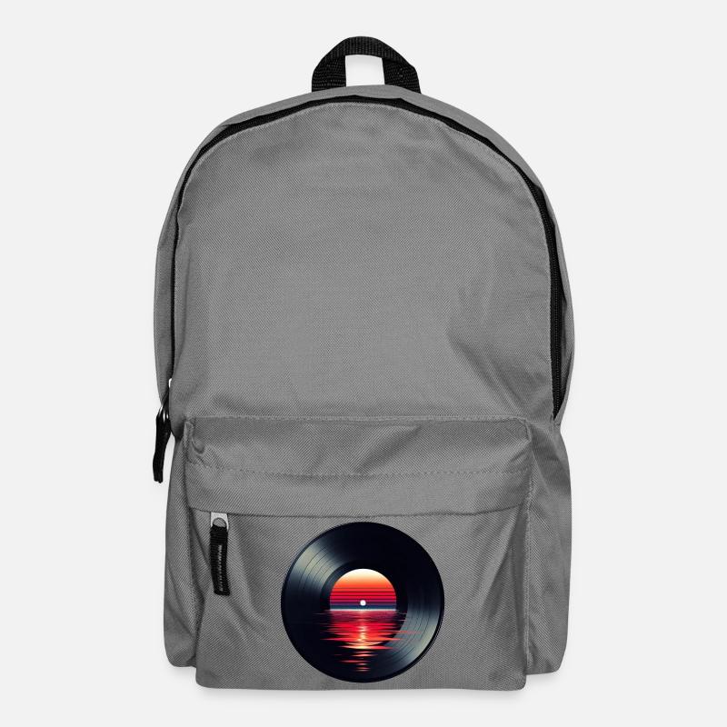 Disque de musique LP vinyle, Retro Sunset - Sac à dos - gris éléphant