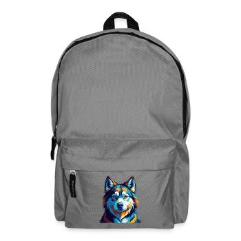 Alaskan Husky Hunderasse Bunte Karikatur Kawaii - Rucksack - Mittelgrau - Vorne