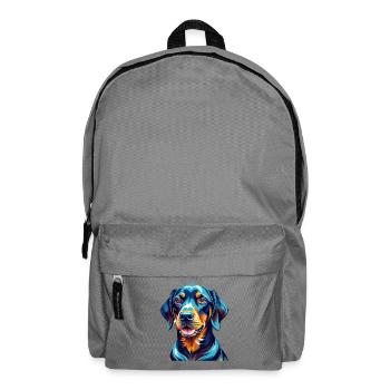 Schwarz Und Tan Coonhound Hunderasse Karikatur Kawaii - Rucksack - Mittelgrau - Vorne