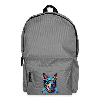 Talon bleu chien race dessin animé coloré Kawaii - Sac à dos - gris éléphant - Devant