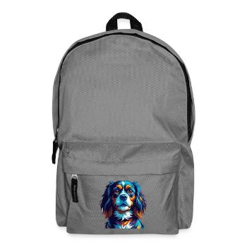 Cavalier Dog Breed Colorful Cartoon Kawaii - Backpack - elephant grey - Front