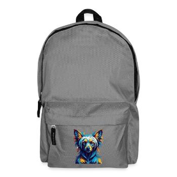 Chinesische Schopfhunderasse Bunte Karikatur Kawaii - Rucksack - Mittelgrau - Vorne