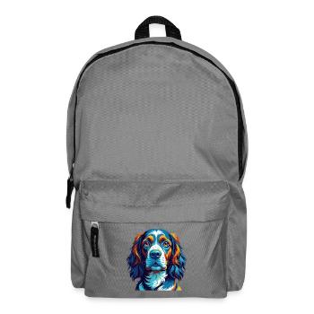 French Spaniel Dog Breed Colorful Cartoon Kawaii - Backpack - elephant grey - Front