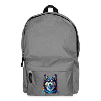 Finnish Lapphund Dog Breed Colorful Cartoon Kawaii - Backpack - elephant grey - Front