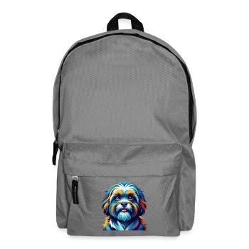 Lhasa Apso Hunderasse Bunte Karikatur Kawaii - Rucksack - Mittelgrau - Vorne