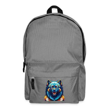 Keeshond Dog Breed Colorful Cartoon Kawaii - Backpack - elephant grey - Front