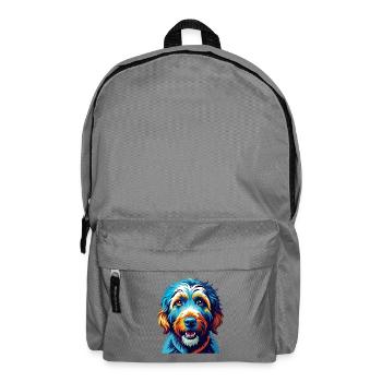 Labradoodle Dog Breed Colorful Cartoon Kawaii - Backpack - elephant grey - Front