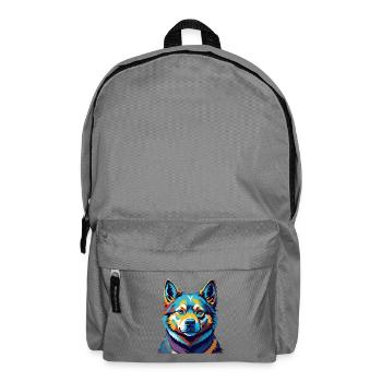 Norwegian Buhund Dog Breed Colorful Cartoon Kawaii - Backpack - elephant grey - Front