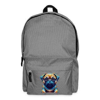 Pug Dog Breed Colorful Watercolor Cartoon Kawaii - Backpack - elephant grey - Front