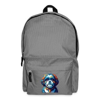 Shih Tzu Race Chien Dessin animé Coloré Kawaii - Sac à dos - gris éléphant - Devant