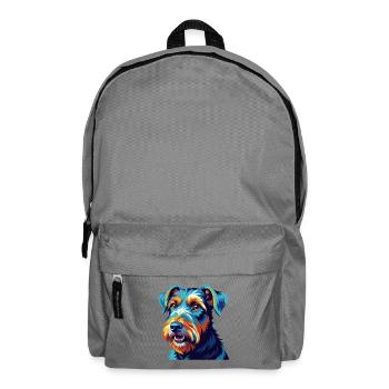 Airedale Terrier Chien Race Coloré Dessin animé Kawaii - Sac à dos - gris éléphant - Devant