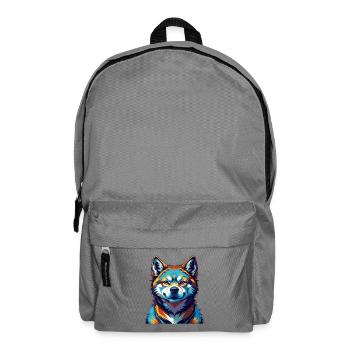Akita Inu Dog Breed Colorful Cartoon Kawaii - Backpack - elephant grey - Front