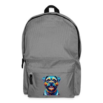 Border Terrier Chien Race Coloré Dessin Animé Kawaii - Sac à dos - gris éléphant - Devant