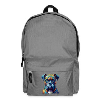 Bull Boxer Hund Rasse Bunt Karikatur Kawaii - Rucksack - Mittelgrau - Vorne