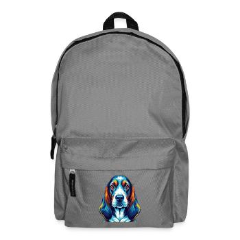 Basset Artesien Normand Hunderasse Karikatur Kawaii - Rucksack - Mittelgrau - Vorne