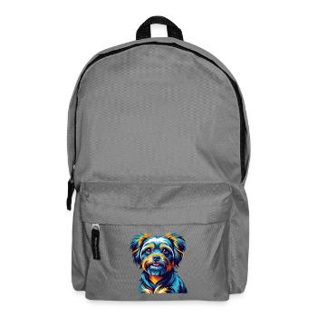 Bichon Yorkie Dog Breed Colorful Cartoon Kawaii - Backpack - elephant grey - Front