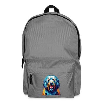 Bergamasco Sheepdog Breed Colorful Cartoon Kawaii - Backpack - elephant grey - Front
