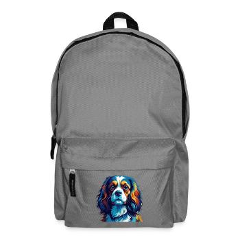 Cavalier King Charles Spaniel Dog Breed Cartoon - Backpack - elephant grey - Front