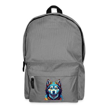 Husky Hunderasse Buntes Aquarell Karikatur Kawaii - Rucksack - Mittelgrau - Vorne