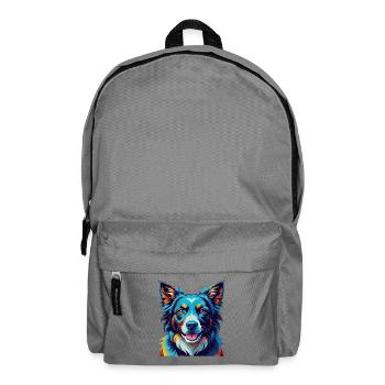 Karst Schäferhund Hunderasse Bunt Karikatur Kawaii - Rucksack - Mittelgrau - Vorne