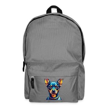 Miniatur Pinscher Hunderasse Cartoon Kawaii - Rucksack - Mittelgrau - Vorne