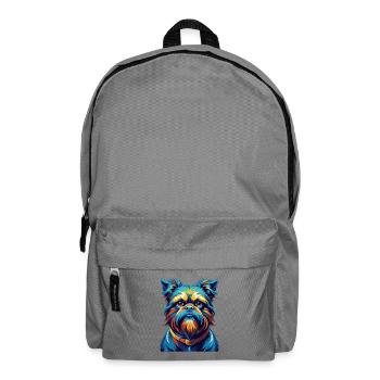Griffon de Bruxelles Race de chien Dessin animé coloré Kawaii - Sac à dos - gris éléphant - Devant