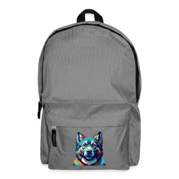Norwegian Elkhound Dog Breed Cartoon Kawaii - Backpack - elephant grey - Front