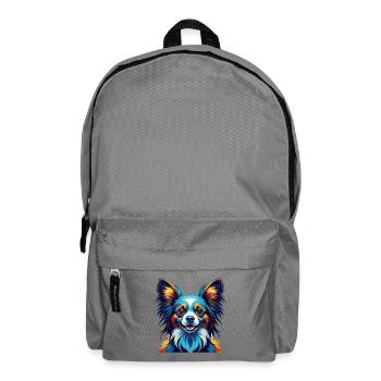 Papillon Dog Breed Colorful Cartoon Kawaii - Backpack - elephant grey - Front