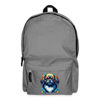 Pekingese Dog Breed Colorful Cartoon Kawaii - Backpack - elephant grey - Front