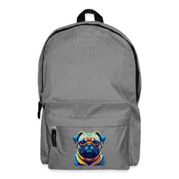 Pug Dog Breed Colorful Watercolor Cartoon Kawaii - Backpack - elephant grey - Front