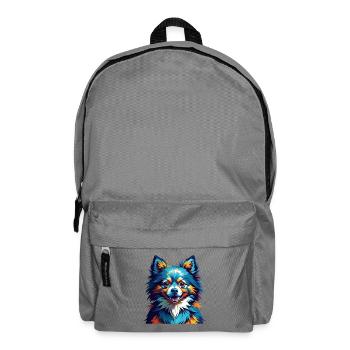 Zwergspitz Hunderasse Bunte Karikatur Kawaii - Rucksack - Mittelgrau - Vorne