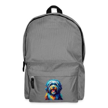 Puli Chien Race Coloré Aquarelle Dessin Animé Kawaii - Sac à dos - gris éléphant - Devant