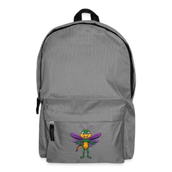 libellule drôle kawaii personnage de dessin animé clipart - Sac à dos - gris éléphant - Devant