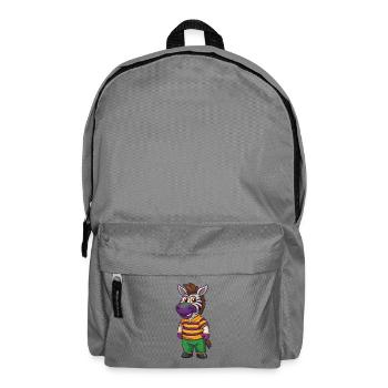 Zebra Funny Kawaii Cartoon Character Clipart - Backpack - elephant grey - Front
