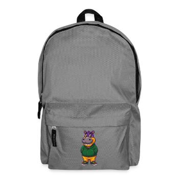 Nilpferd Lustige Kawaii Cartoon Figur Clipart - Rucksack - Mittelgrau - Vorne