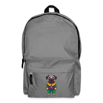 Pug Dog Funny Kawaii Cartoon Character Clipart - Backpack - elephant grey - Front